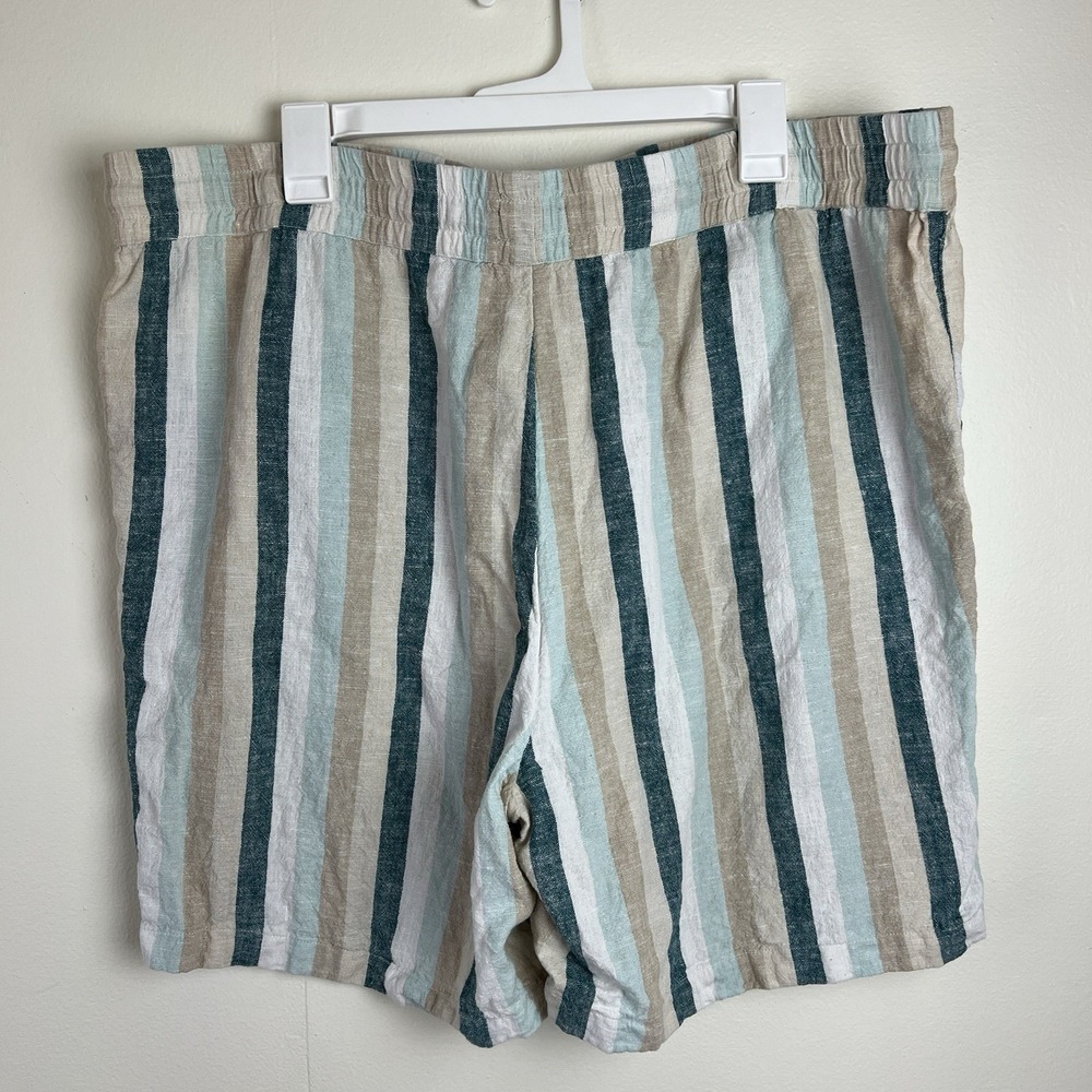 Naturals D&Co Womens Linen Blend Shorts Sz 1X Beach Resort Coastal Nautical - Picture 4 of 16